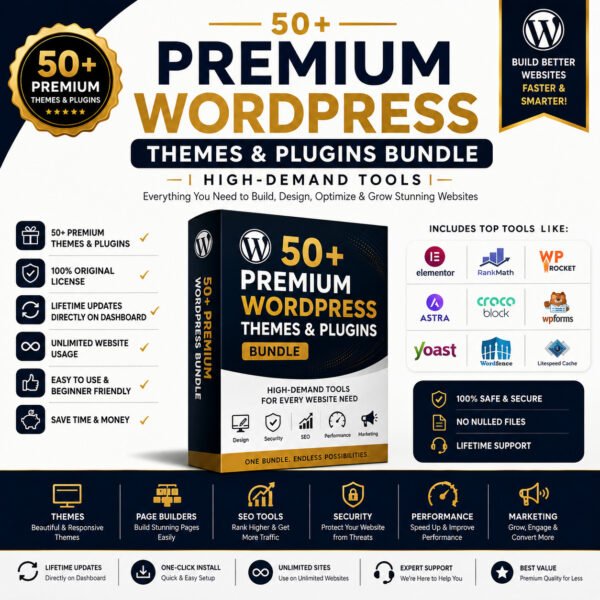 50+ Premium WordPress Themes & Plugins Bundle | High-Demand Tools